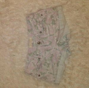 Faint floral denim shorts